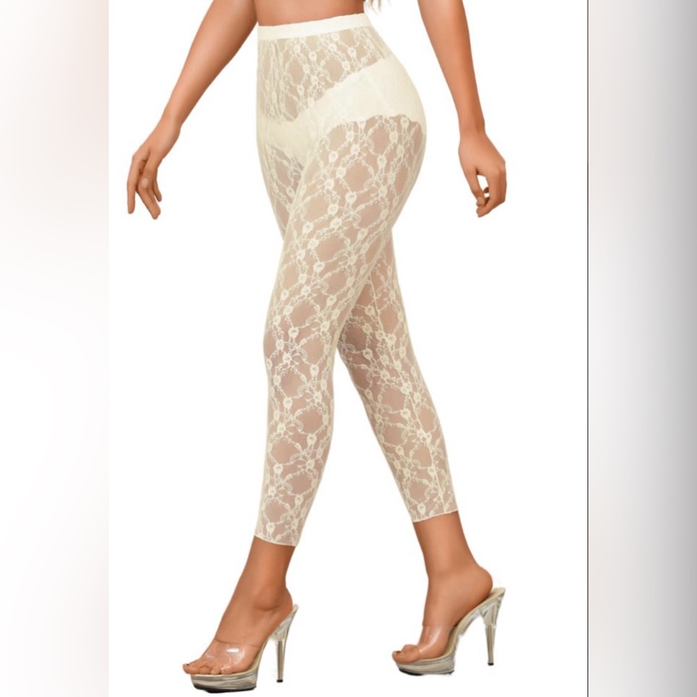 Sheer Lace Leggings in Cream - Women’s Intimates